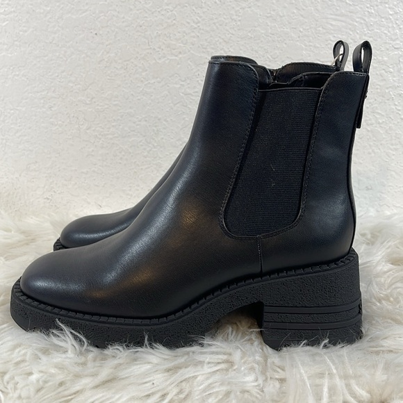 Sam & Libby Lennon Chls Chelsea Moto Chunky Sole Boots SZ 9 Black Ankle Booties - Picture 6 of 16